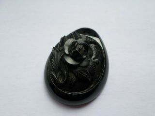 Antique Victorian Or Edwardian Whitby Jet Pendant For Repair