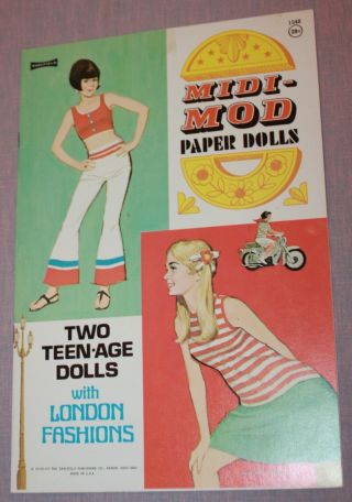 Vintage Midi - Mod Paper Dolls W/ London Fashions - Uncut 1966 1348