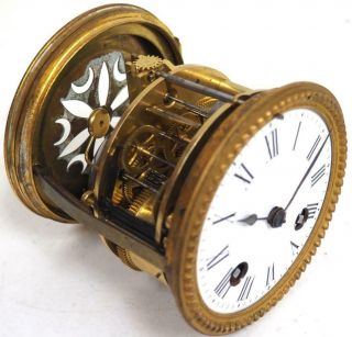 Antique French 8 Day Striking Clock Movement White Porcelain Dial & Oiled