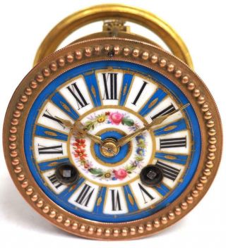 Antique French 8 Day Striking Clock Movement Sevres Porcelain Dial & Oiled