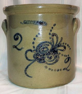 Salt Glazed W.  H.  Farrar Geddes N.  Y.  Ca.  1860 Two Gallon Stoneware Crock