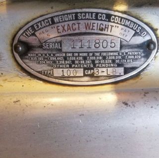 Vintage Exact Weight Scale,  3 lb Capacity,  Type 100,  balance 5