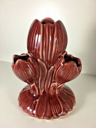 Antique Camark Usa 228 Tulip Vase - Rare Burgundy Color