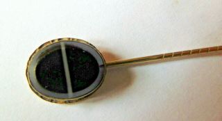 Antique Victorian Gilt Metal & Agate Glass Stick Pin