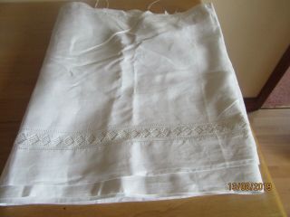 Antique/vintage Cotton/lace Bed Valance / Cafe Curtain 19 " X 252 " Reuse Reclaim