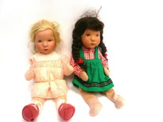 Two Vintage Dolls Composition Heads And Stuffed Bodies.
