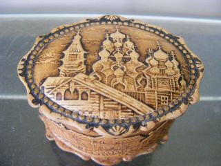 VINTAGE RUSSIAN HAND CARVED WOODEN SMALL TRINKET BOX 2