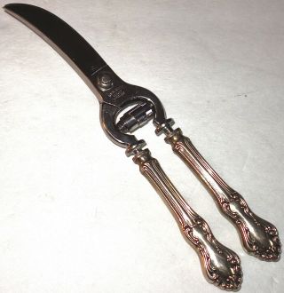 Vintage Royal 10 " Kitchen Grape Shears Scissors W/sterling Silver Handles L 1