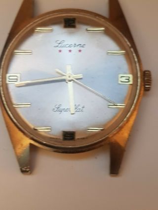 Vintage Lucerne Flat Ticking Watch Head Spares Or Repairs
