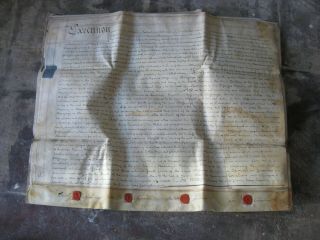 Antique 1780 Durham England Vellum Indenture Manuscript Release Silver Stamp Wax
