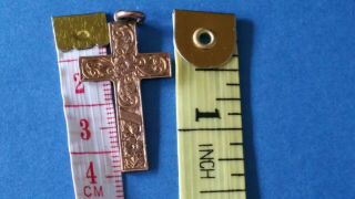 Antique Victorian 9ct Rolled Rose Gold Beautifully Engraved Cross Pendant.