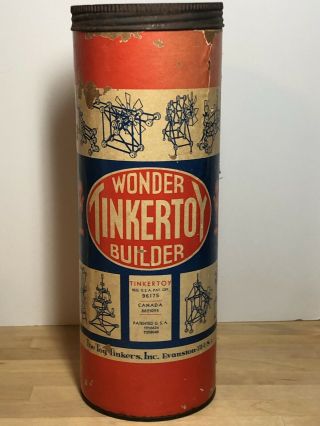 Complete Vintage 1948 Tinkertoy Wonder Builder Set,  With Instructions And Ads.