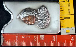 Antique Sterling Silver Card Case with Profile of Native American Sitting Bull 8