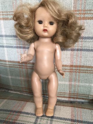 Vintage Nancy Ann 8 " Muffie Doll With Sidepart Hair Style & Brown Eyes