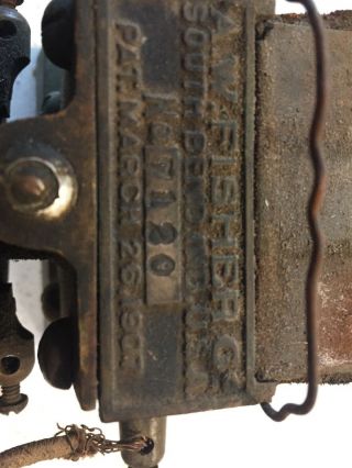 Vintage A.  W Fisher Co Electric Motor Very Old Patent Date March 26th 1907