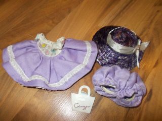 Cosmopolitan Tagged Ginger 8 " Doll Outfit Purple Dress Straw Hat Muffie Ginny