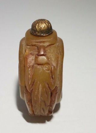 Antique Chinese Jade Snuff Bottle Carved Buddha 19th Century Qing Dynasty 3