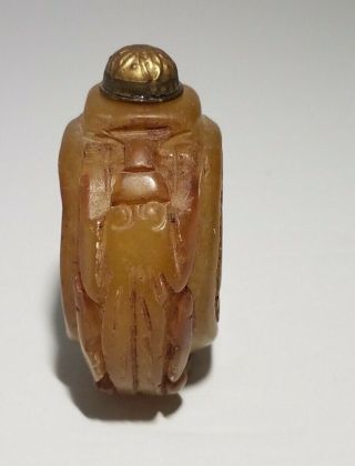 Antique Chinese Jade Snuff Bottle Carved Buddha 19th Century Qing Dynasty 4