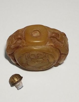 Antique Chinese Jade Snuff Bottle Carved Buddha 19th Century Qing Dynasty 5
