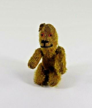 Antique Golden Mohair Miniature Teddy Bear With Glass Eyes,  Jointed Arms Legs