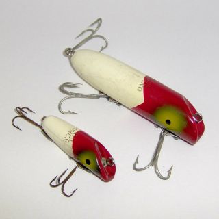 Vintage South Bend " Bass - Oreno " & " Spin - Oreno " Lures In Red Head