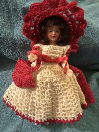 Vintage 1940s Storybook Red Riding Hood Doll Hard Plastic