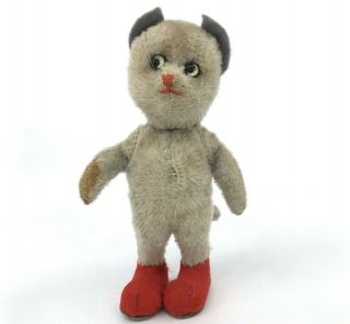 Kersa Kitty Cat Puss N Boots Mohair Plush 15cm 6in Standing 1950s No Id Vintage