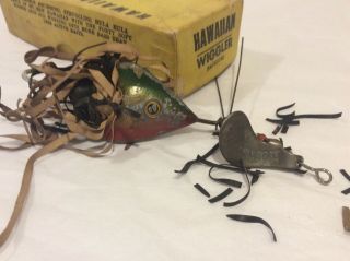 Two Vintage Fred Arbogast Hawaiian Wiggler Fishing Lures w 2 pc Box 3