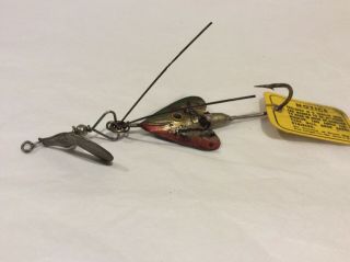Two Vintage Fred Arbogast Hawaiian Wiggler Fishing Lures w 2 pc Box 4