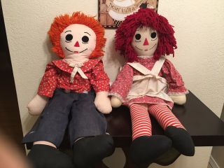 Vintage Raggedy Ann And Andy Dolls 3 Feet Tall