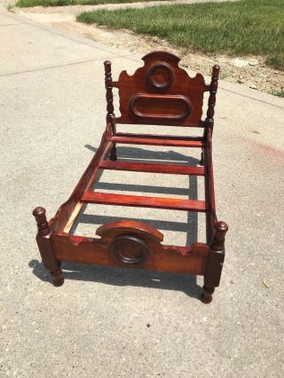Antique Victorian Wood Doll Bed