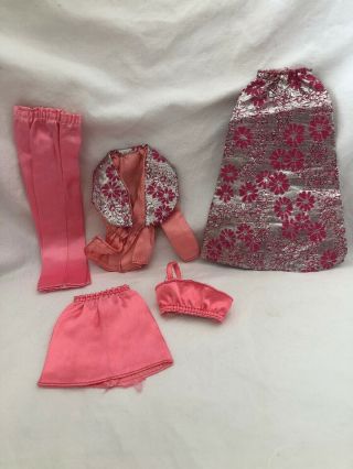 Vintage Barbie Doll Get Ups N Go Party Separates Pink Satin Silver Brocade 7841