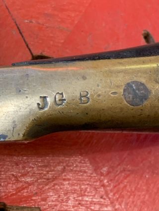 Antique Pistol Grip Leather Tool Draw Gauge Knife Brass & Rosewood H.  Sauerbier 7