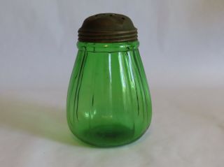 Antique Dark Green Ribbed Sugar Shaker / Muffineer