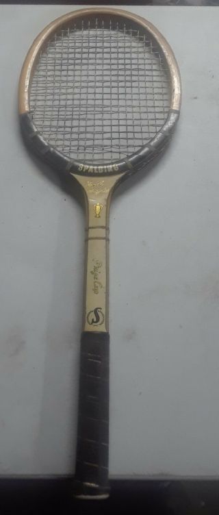 Spalding Prize Cup Pancho Gonzales Antique Vtg Wood Tennis Racquet 4 1/2