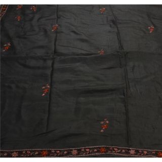 Tcw Vintage Black Saree 100 Pure Silk Hand Beaded Craft Fabric Premium Sari