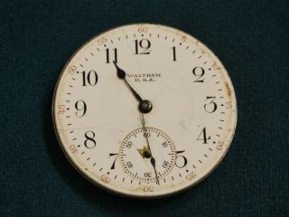 Vintage 1917 Waltham 17j 16 Size Pocket Watch Movement - - For Repair /parts