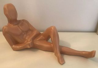 Vintage 1977 Jaru Cubist Ceramic Nude Caucasian Male Figure - Mid Century Modern