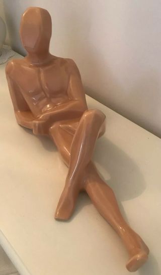Vintage 1977 Jaru Cubist Ceramic Nude Caucasian Male Figure - Mid Century Modern 3