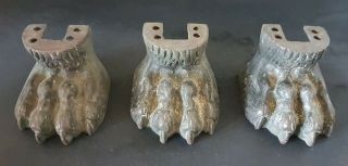 Set Of Three Vintage Brass Lion Claw Feet For Furniture