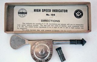 Antique Starrett Speed Indicator No.  104 In The Box