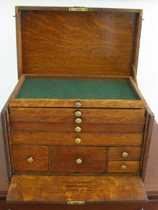 Antique 1800s Quartersawn Oak Nine Drawer Display Storage Chest 4