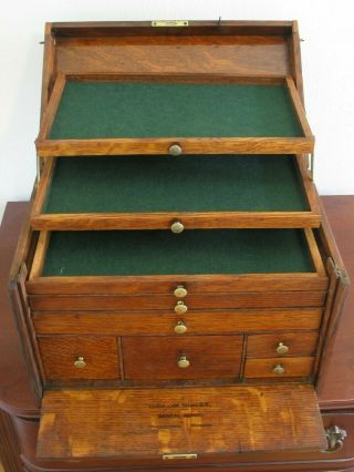 Antique 1800s Quartersawn Oak Nine Drawer Display Storage Chest 5