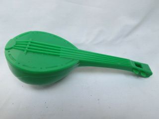 Antique Vintage Old Green Colour Plastic Sitar India Baby Rattle With Whistle