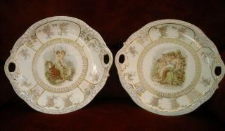 2 Antique Z S & Company Bavaria Plate 9 1/2 " Cupin Venus 1880 - 1918