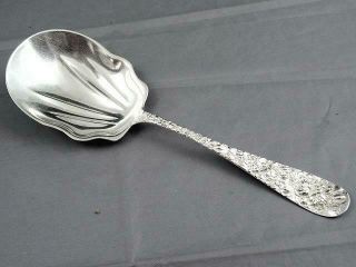 Stieff Sterling Silver Rose Repousse Oversize Serving Spoon Spoon Cond