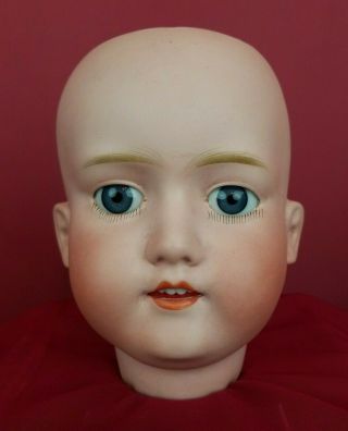 Antique Japan Morimura Brothers Bisque Socket Doll Head Blue Glass Eyes
