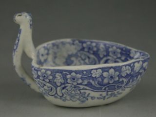 Antique Pottery Pearlware Blue Transfer Minton Florentine Butter Boat 1825 2