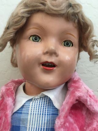 1930s Vintage Large 23” Composition Shirley Temple Style Doll In Dresses