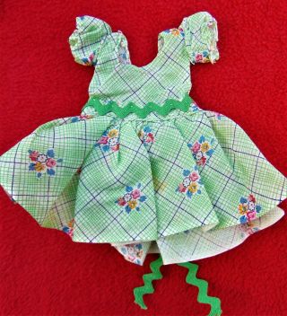 Vintage Doll Outfit For Ginny Size 8 " Doll Lovely Green Dress